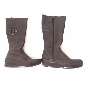 Fitflop | Hooper Wedge Heel Boots Womens Size 5 Chocolate Brown Tall Leather
